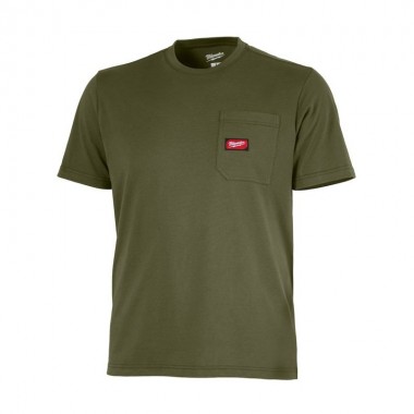 Футболка MILWAUKEE, WTSS з карманом та коротким рукавом, зелена, розмір S