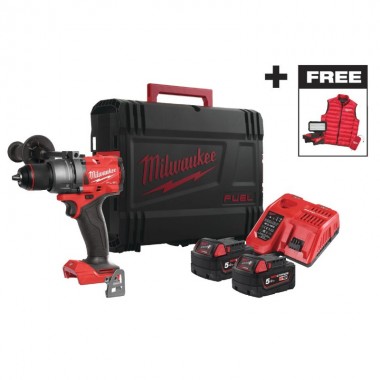 Дриль-шурупокрут з ударом акумуляторний MILWAUKEE, M18 FPD3MC-502X, 158Нм, (+ заряд.пристрій, 2 акум., HD кейс)+M18 ALIS-0+жилет
