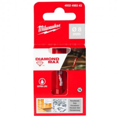 Коронка алмазна Diamond Plus/Max MILWAUKEE, O8,0мм (1/4 Hex)