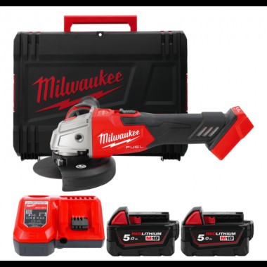 Шліфмашина кутова акумуляторна MILWAUKEE, M18 FSAG125XB-502X, діаметр 125мм (+2 акумулятори, зарядний пристрій, захисний кожух, Шліфмашина кутова акумуляторна MILWAUKEE, M18 FSAG125XB-502X, діаметр 125мм (+2 акумулятори, зарядний пристрій, захисний кожух,