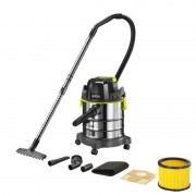 Пилосос акумуляторний будівельний RYOBI R18WDV-0 ONE+ (+ Всмоктуючий шланг, ручка, телескопічна штанга, насадка для підлоги, щіл