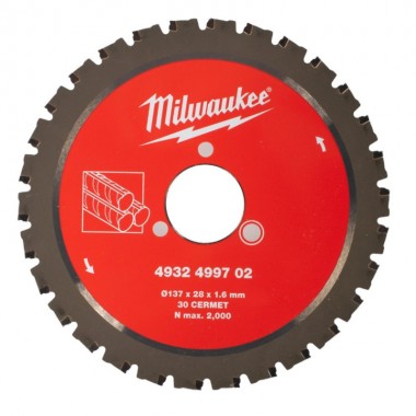 Диск пильный по металлу MILWAUKEE для резака арматуры Ø137x28x1,6мм, 30зуб