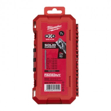 Набір бурів SDS-PLUS MX4 MILWAUKEE Set 2, (7шт), пластиковий кейс