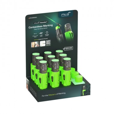 Дисплей маркер-спреев аерозольных меловых Pica Powder (9шт) + заправки (3шт) Дисплей маркер-спреев аерозольных меловых Pica Powder (9шт) + заправки (3шт)