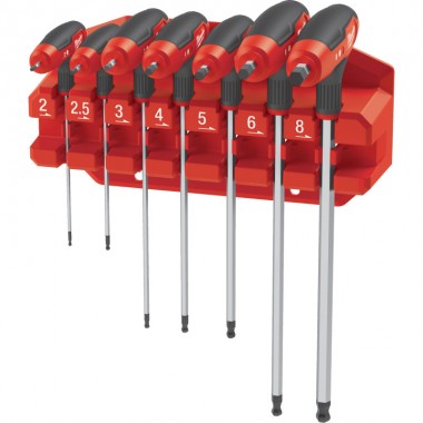 Набор ключей Г-образных MILWAUKEE с комфортной ручкой, Hex с шаром, (2/2,5/3/4/5/6/8мм) (7шт)