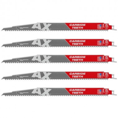 Полотно для шабельних пил AX CARBIDE MILWAUKEE, 300х5мм, (5шт), (деревина з цвяхами)