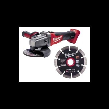 Шлифмашина угловая аккумуляторна MILWAUKEE, M18 FSAG125X-0, Ø125мм + Диск MILWAUKEE DUH 125 (10шт)