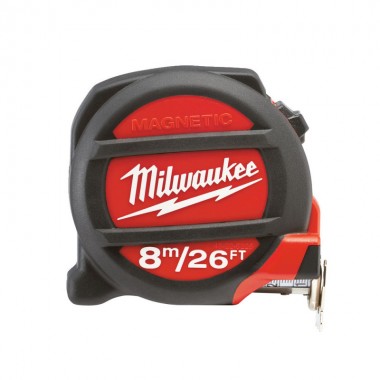 Рулетка магнитная MILWAUKEE, 8м/26фт, (27мм)