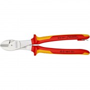 Кусачки боковые (бокорезы) особой мощности, Ø4,6мм, 250мм VDE KNIPEX 74 06 250 T, с страховкой, хром