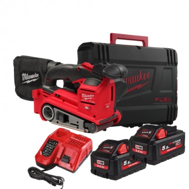 Шлифмашина ленточная аккумуляторная бесщеточная MILWAUKEE, M18 FBTS75-552X (ЗУ, 2х5,5Ач, HDкейс)