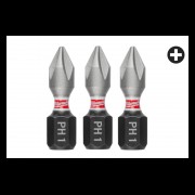 Бита SHOCKWAVE MILWAUKEE, PH1, 25мм, (3шт)
