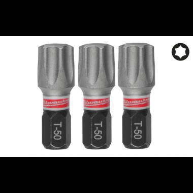 Біта SHOCKWAVE MILWAUKEE, TX50, 25мм, (3шт) Біта SHOCKWAVE MILWAUKEE, TX50, 25мм, (3шт)