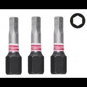 Бита SHOCKWAVE MILWAUKEE, Hex4, 25мм, (3шт)