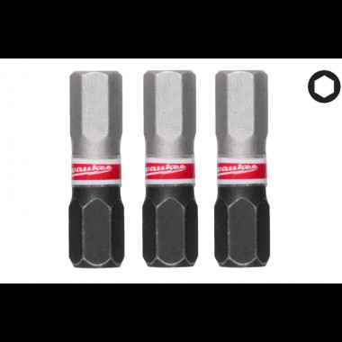 Біта SHOCKWAVE MILWAUKEE, Hex6, 25мм, (3шт)