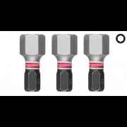Бита SHOCKWAVE MILWAUKEE, Hex10, 25мм, (3шт)