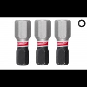 Бита SHOCKWAVE MILWAUKEE, Hex8, 25мм, (3шт)