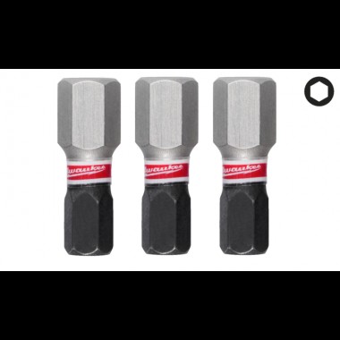 Біта SHOCKWAVE MILWAUKEE, Hex8, 25мм, (3шт)