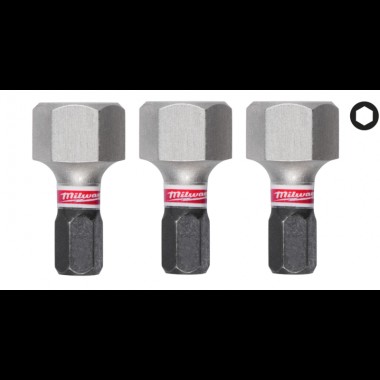 Біта SHOCKWAVE MILWAUKEE, Hex12, 25мм, (3шт)