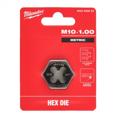 Плашка шестигранная MILWAUKEE, М10-1,00мм