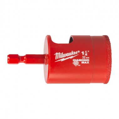 Коронка алмазная Diamond Plus/Max MILWAUKEE, Ø32,0мм (1/4'' Hex) (сверление с водой)