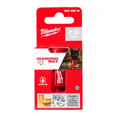 Коронка алмазна Diamond Plus/Max MILWAUKEE, діаметр 22,0мм (1/4'' Hex) (свердління з водою)
