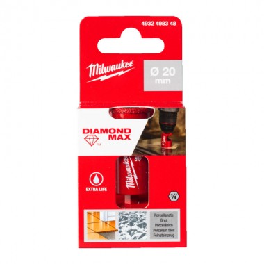Коронка алмазна Diamond Plus/Max MILWAUKEE, діаметр 20,0мм (1/4'' Hex) (свердління з водою)