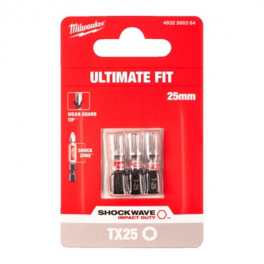 Біта SHOCKWAVE MILWAUKEE, TX25, 25мм, (3шт)