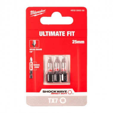 Біта SHOCKWAVE MILWAUKEE, TX7, 25мм, (3шт) Біта SHOCKWAVE MILWAUKEE, TX7, 25мм, (3шт)