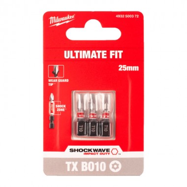 Біта SHOCKWAVE MILWAUKEE, TX BO10, 25мм, (3шт)