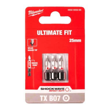 Біта SHOCKWAVE MILWAUKEE, TX BO7, 25мм, (3шт)