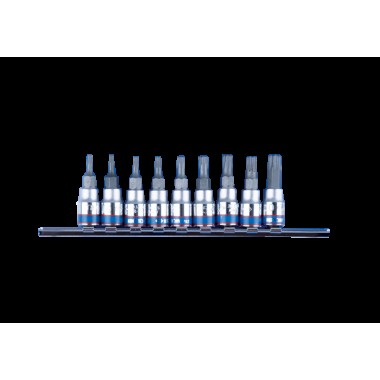 Набір TORX 1/4" 9 од. у тримачі T8-T40 з отвором (на планці)