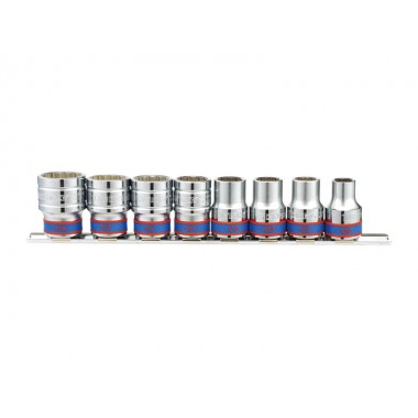 Набір головок 1/2" 8 од. 12-ти грані, (10-19mm) на планці