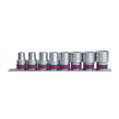 Набір головок 1/2" 8 од. 6-ти грані,короткі, дюймові на планці