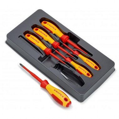 Набор диэлектрических отверток с зауженным рабочим концом KNIPEX 00 20 12 V04, шлиц/Phillips/Pozidri