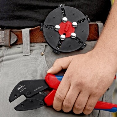 Обжимные клещи с магазином для смены плашек и 5 профилями обжима Knipex MultiCrimp®, 250 мм 97 33 02