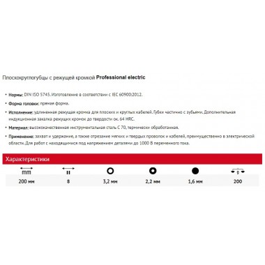 Плоскокруглогубці з ріжучою кромкою Professional electric 200 мм VDE WIHA 26727
