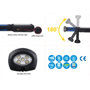 Фонарь светодиодный 3W COB + 5 LED