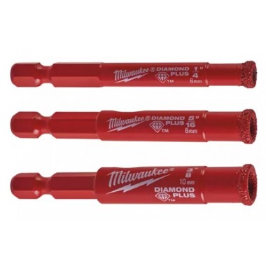 Набор коронок для aлмaзного сверления Diamond Plus™ MILWAUKEE 6-8-10мм 4932471771