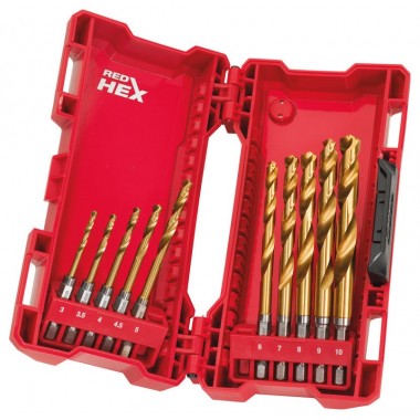 Набор сверл по металлу RedHEX HSS-G TiN 3-10мм (10 шт) MILWAUKEE