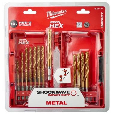 Набор сверл по металлу RedHEX HSS-G TiN 2-10мм (19 шт) MILWAUKEE