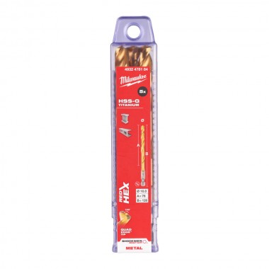 Сверло по металлу Milwaukee RedHEX HSS-G TiN 10,0 мм (5 шт)