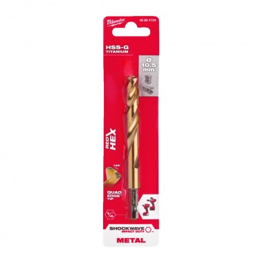 Сверло по металлу Milwaukee RedHEX HSS-G TiN 10,5 мм (1 шт)