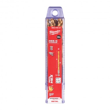 Свердло по металу Milwaukee RedHEX HSS-G TiN. 6мм (10 шт)
