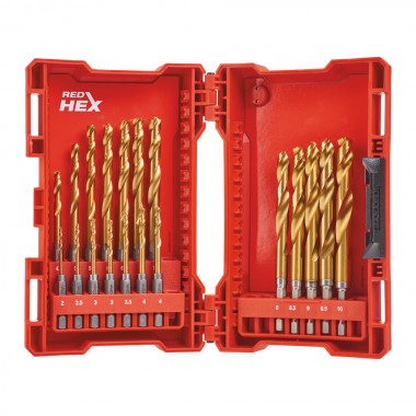 Набор сверл по металлу RedHEX HSS-G TiN 2-10мм (19 шт) PACKOUT