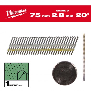 Набор гвоздей для нейлера 15G/20°/64мм (2000 шт) MILWAUKEE