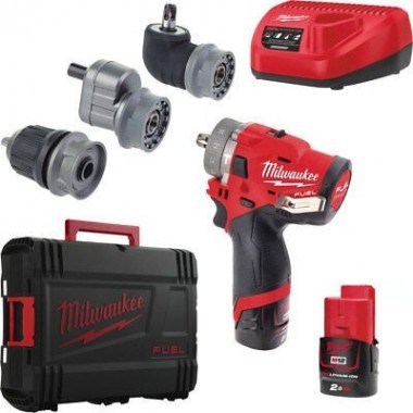 Дрель уд. компактная со съемным патроном, крут.мом. 37Нм. MILWAUKEE M12 FUEL FPDXKIT-202X