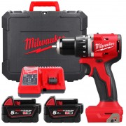 Дрель-шуруповёрт аккумуляторная бесщёточная MILWAUKEE M18 BLDDRC-502С (60Нм) (ЗУ+2акк.Х5Ач+кейс)