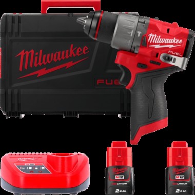 Акк. ударная дрель шуруповерт M12 FPD2-202X MILWAUKEE, (+ заряд.пристрій, 2 акум., HD кейс)