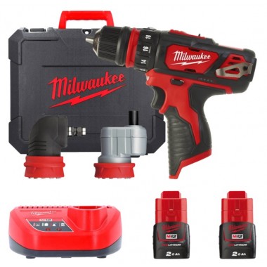Дрель-шуруповёрт аккумуляторная MILWAUKEE M12 BDDXKIT-202C (32 Нм) (2насадки+ЗУ+2акк.Х2Ач+кейс)