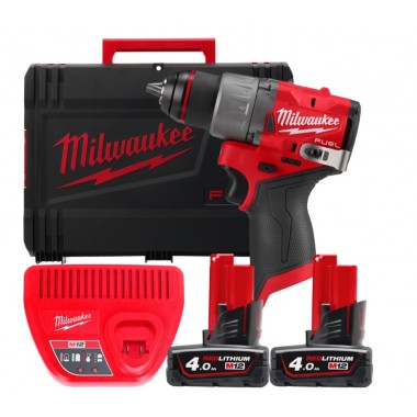 Дриль-шурупокрут акумуляторний MILWAUKEE, M12 FDD2-402X (+ заряд.пристрій, 2 акум., HD кейс)